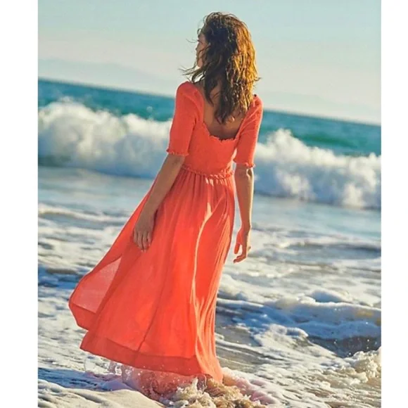Free People Sunshine Season Midi Dress Red - Picture 2 of 16